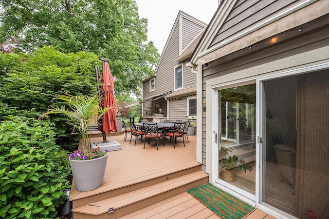 3185 Shadberry Ct, Saline, MI 48176 - wooden deck with outdoor dining area