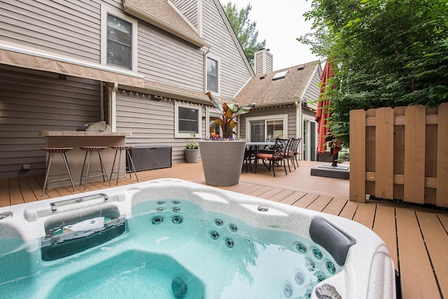 3185 Shadberry Ct, Saline, MI 48176 - view of swimming pool featuring a wooden deck and outdoor dining area