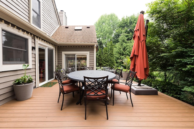 3185 Shadberry Ct, Saline, MI 48176 - wooden deck featuring outdoor dining area