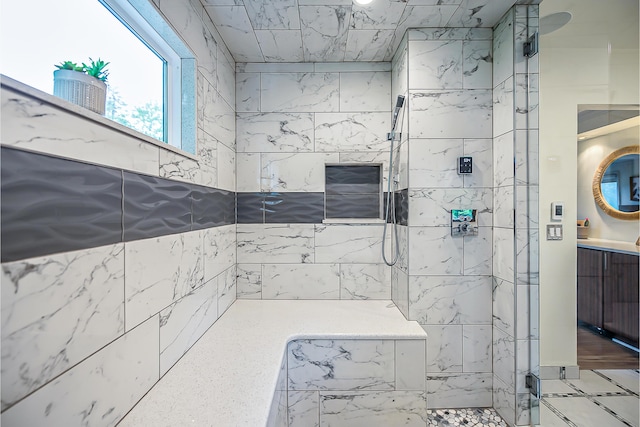 3185 Shadberry Ct, Saline, MI 48176 - full bath featuring a stall shower and vanity