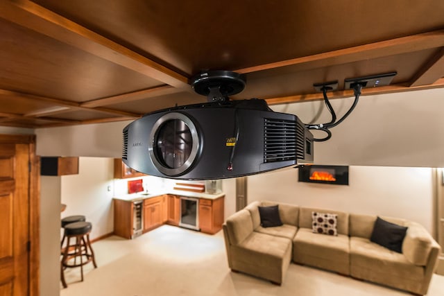 3185 Shadberry Ct, Saline, MI 48176 - living area featuring beverage cooler and light carpet