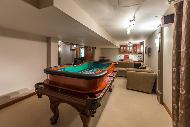 3185 Shadberry Ct, Saline, MI 48176 - rec room with light carpet and pool table
