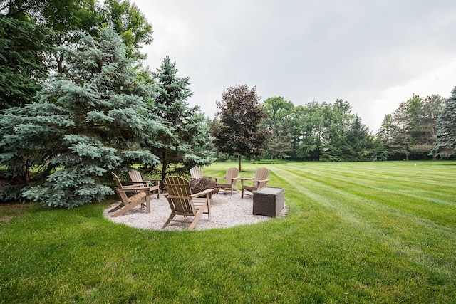 3185 Shadberry Ct, Saline, MI 48176 - view of grassy yard with an outdoor fire pit