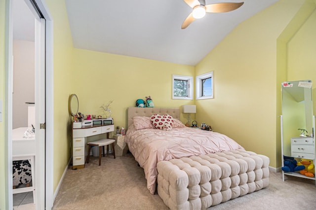 1775 Franklin Ct S, Ann Arbor, MI 48103 - carpeted bedroom with lofted ceiling and ceiling fan