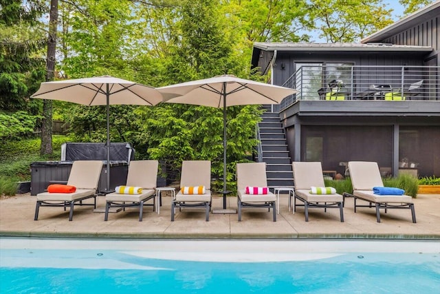 16128 Walnut Ct, Three Oaks, MI 49128 - outdoor pool featuring stairs and a patio