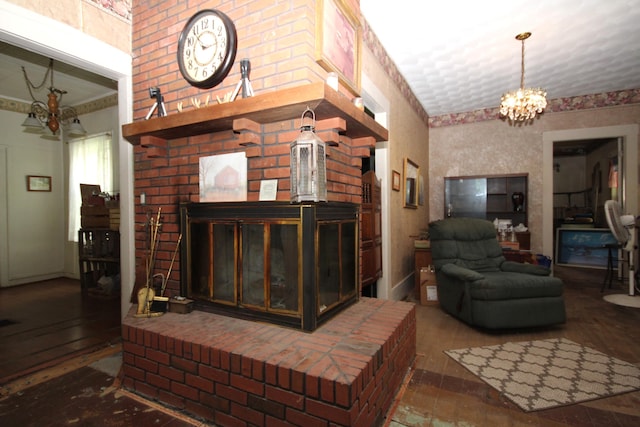 14585 E V Ave, Fulton, MI 49052 - living room with a chandelier