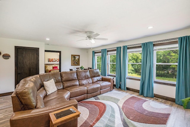 2480 S 148th Ave, Hesperia, MI 49421 - living area with light wood-style flooring, ceiling fan, and recessed lighting