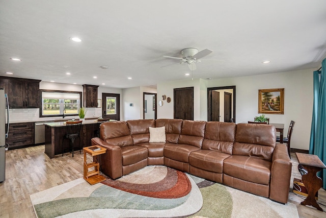 2480 S 148th Ave, Hesperia, MI 49421 - living area featuring recessed lighting, light wood finished floors, and a ceiling fan