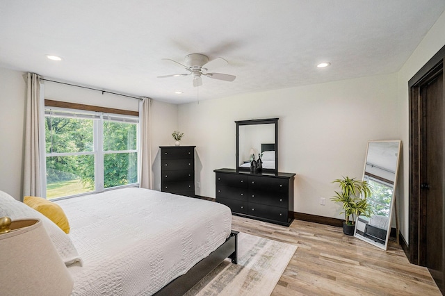 2480 S 148th Ave, Hesperia, MI 49421 - bedroom with light wood-style floors, recessed lighting, and ceiling fan