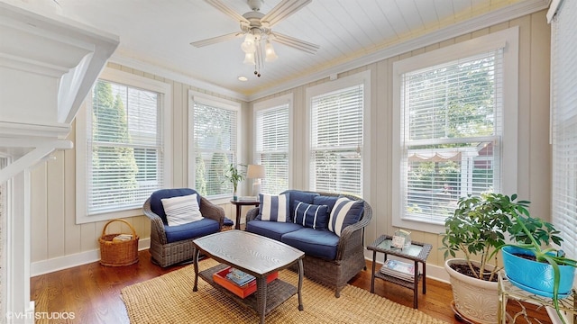120 S Kenzie St, New Buffalo, MI 49117 - sunroom featuring ornamental molding, healthy amount of natural light, and wood finished floors