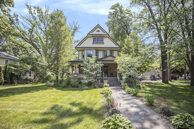 73640 Fulton St, Armada, MI 48005 - victorian home with covered porch and a front lawn
