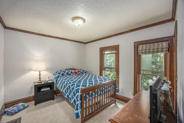 73640 Fulton St, Armada, MI 48005 - carpeted bedroom featuring crown molding and a textured ceiling