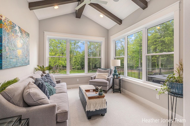 8069 Ella Terrace Ct, Rockford, MI 49341 - living room featuring ceiling fan, carpet floors, and recessed lighting