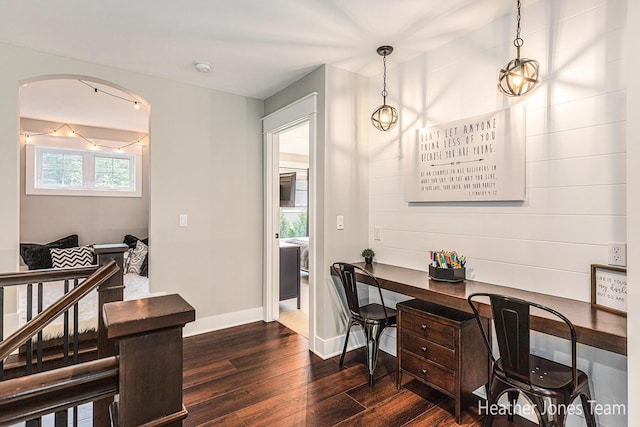8069 Ella Terrace Ct, Rockford, MI 49341 - office with dark wood-style floors and baseboards