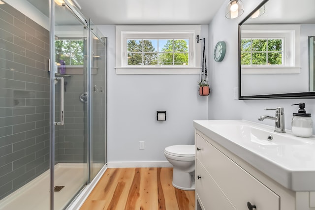 65 Salem St, Hillsdale, MI 49242 - full bath featuring vanity, a stall shower, and wood finished floors