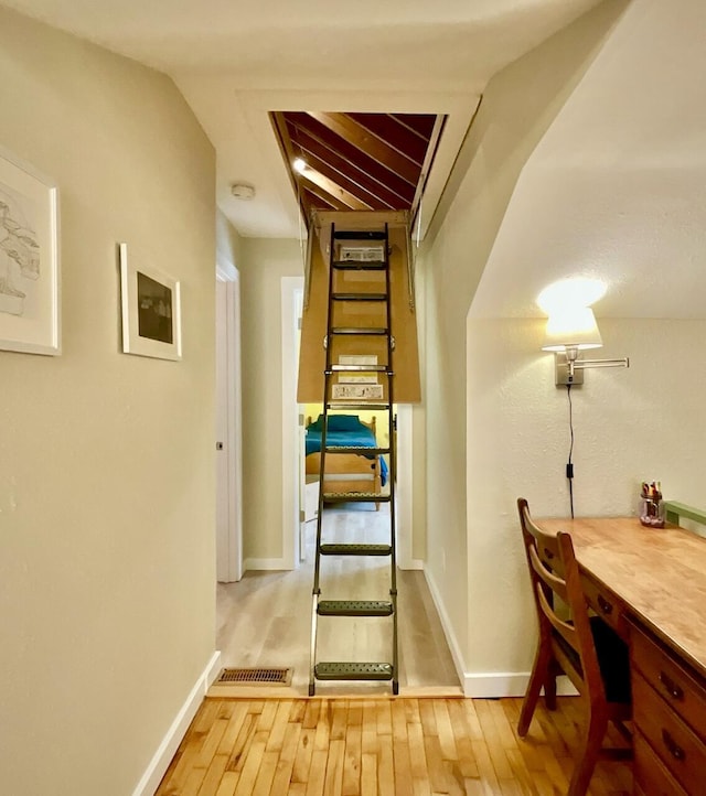 65 Salem St, Hillsdale, MI 49242 - hall with hardwood / wood-style flooring and baseboards