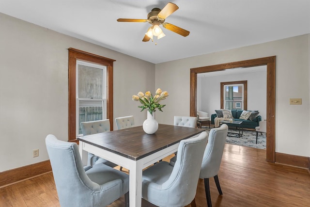 1218 Forest Ave, Jackson, MI 49201 - dining area featuring wood finished floors and ceiling fan