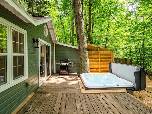 6670 Ravenswood Ave, Sawyer, MI 49125 - wooden terrace with a grill