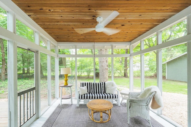 6670 Ravenswood Ave, Sawyer, MI 49125 - sunroom featuring a ceiling fan and plenty of natural light