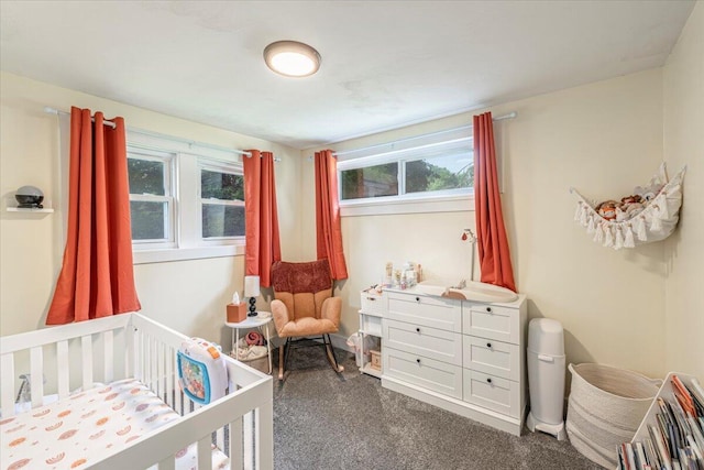 211 W S St, Grand Ledge, MI 48837 - bedroom featuring dark carpet and a nursery area