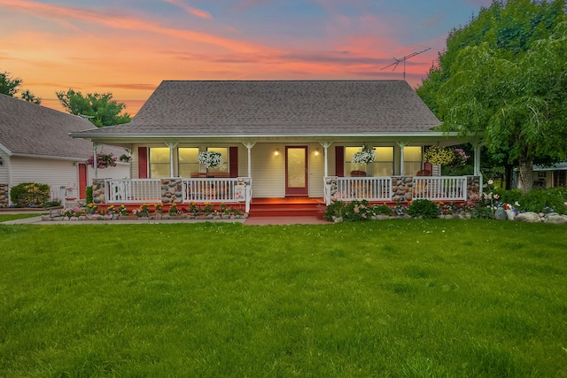 31688 Colon Rd, Colon, MI 49040 - view of front of house featuring covered porch, a yard, and roof with shingles