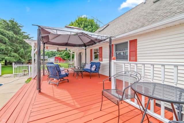 31688 Colon Rd, Colon, MI 49040 - wooden deck with a gazebo and outdoor dining space