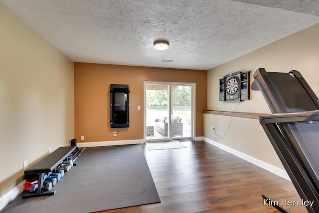 4284 Ives Farm Ln NE, Cedar Springs, MI 49319 - exercise area featuring wood finished floors and a textured ceiling