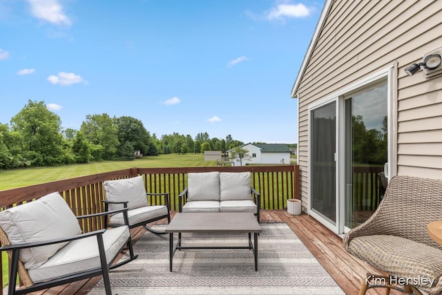 4284 Ives Farm Ln NE, Cedar Springs, MI 49319 - wooden terrace with view of scattered trees and an outdoor living space