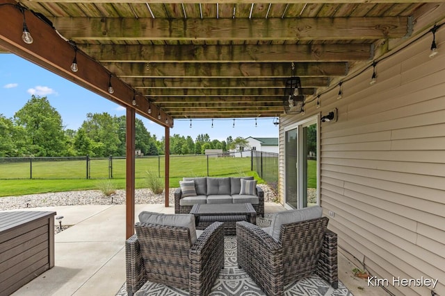 4284 Ives Farm Ln NE, Cedar Springs, MI 49319 - fenced backyard featuring an outdoor hangout area and a patio