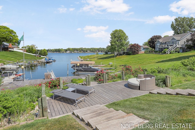 16093 Harbor Point Dr, Spring Lake, MI 49456 - dock area with a water view and a yard