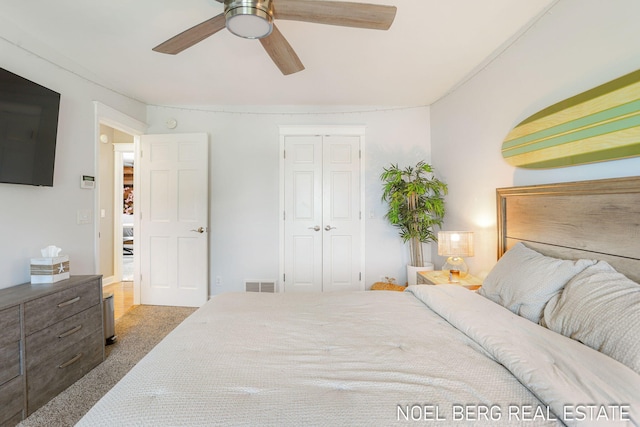 16093 Harbor Point Dr, Spring Lake, MI 49456 - bedroom with carpet flooring, a closet, and ceiling fan
