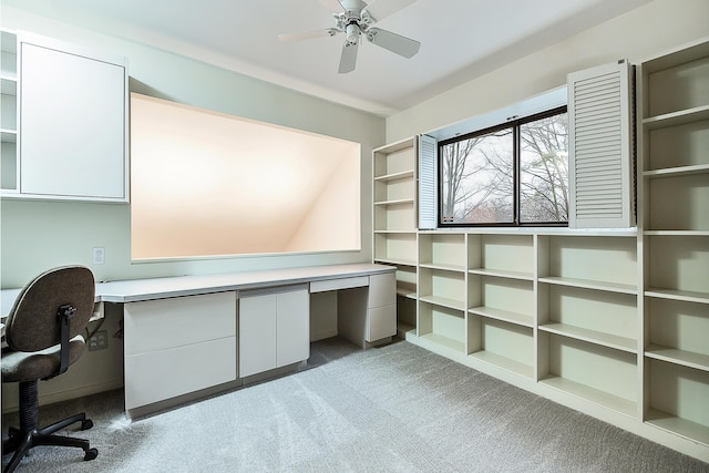 22 Haverhill Ct, Ann Arbor, MI 48105 - unfurnished office featuring light carpet, ceiling fan, and built in study area