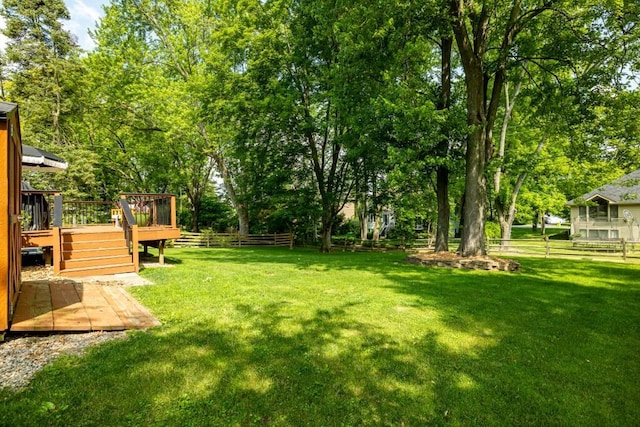 4330 Eastgate Dr, Ann Arbor, MI 48103 - fenced backyard featuring a deck and view of scattered trees