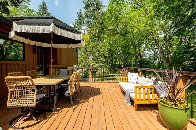4330 Eastgate Dr, Ann Arbor, MI 48103 - wooden deck with an outdoor living space and outdoor dining space