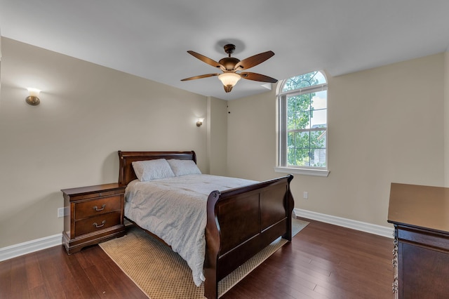 50501 Elmwood Ct, Plymouth, MI 48170 - bedroom with dark wood-type flooring and ceiling fan
