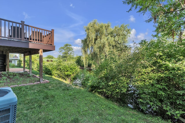 50501 Elmwood Ct, Plymouth, MI 48170 - view of grassy yard featuring a deck