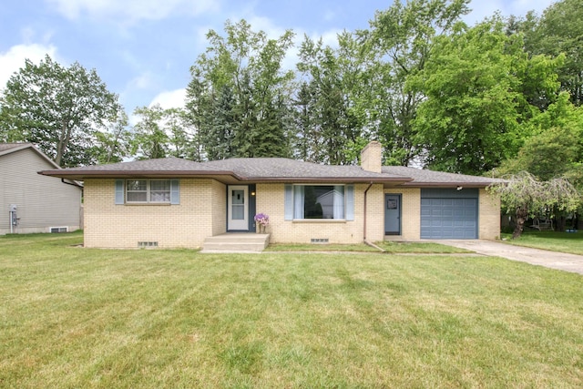 1736 Glenvale Dr SW, Wyoming, MI 49519 - single story home featuring a garage, brick siding, concrete driveway, and a chimney
