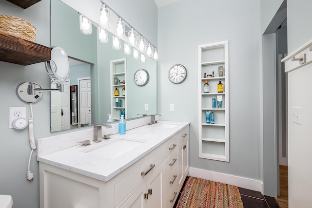 7149 Indian Wells Dr, Ypsilanti, MI 48197 - full bath featuring double vanity and tile patterned floors