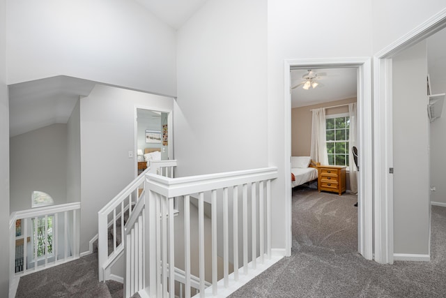 7149 Indian Wells Dr, Ypsilanti, MI 48197 - corridor featuring an upstairs landing, carpet floors, and high vaulted ceiling