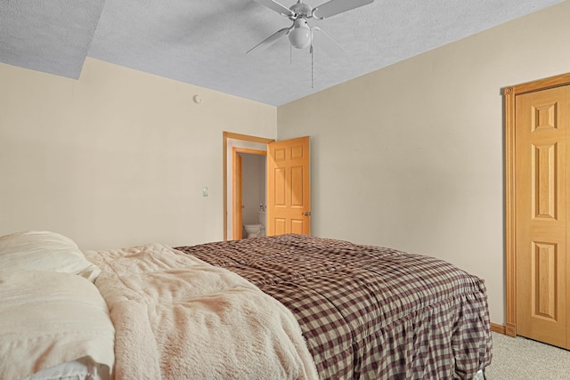 4792 Forest Vale Dr, Pierson, MI 49339 - bedroom with light colored carpet, a textured ceiling, and a ceiling fan