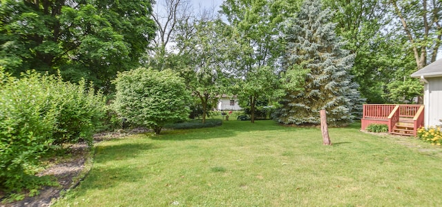 72 Branch Ave, Coldwater, MI 49036 - view of grassy yard featuring a deck