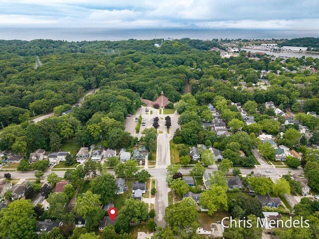 504 Colfax Ave, Grand Haven, MI 49417 - aerial perspective of suburban area with a heavily wooded area