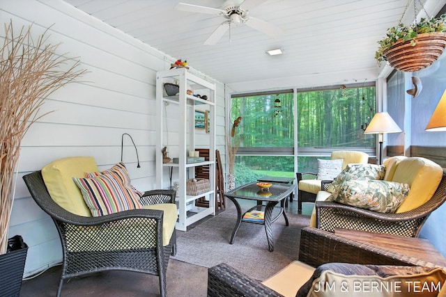 8518 146th Ave, West Olive, MI 49460 - sunroom with outdoor lounge area and ceiling fan