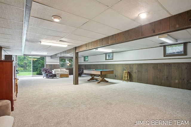 8518 146th Ave, West Olive, MI 49460 - recreation room featuring carpet floors, billiards, and wood walls