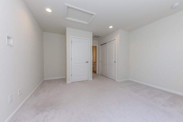2763 Polson St, Ann Arbor, MI 48105 - unfurnished bedroom with attic access, light carpet, a closet, and recessed lighting