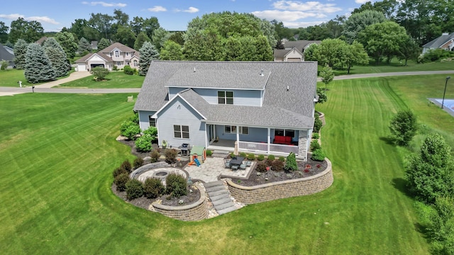 46140 Finch St, Mattawan, MI 49071 - rear view of property with roof with shingles and a yard