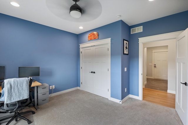 46140 Finch St, Mattawan, MI 49071 - carpeted office space with ceiling fan and recessed lighting