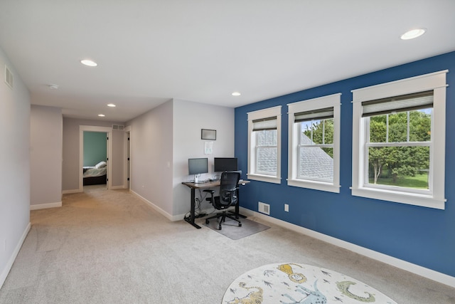46140 Finch St, Mattawan, MI 49071 - office area featuring carpet flooring and recessed lighting