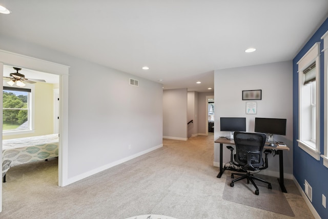 46140 Finch St, Mattawan, MI 49071 - carpeted office space with plenty of natural light, recessed lighting, and ceiling fan