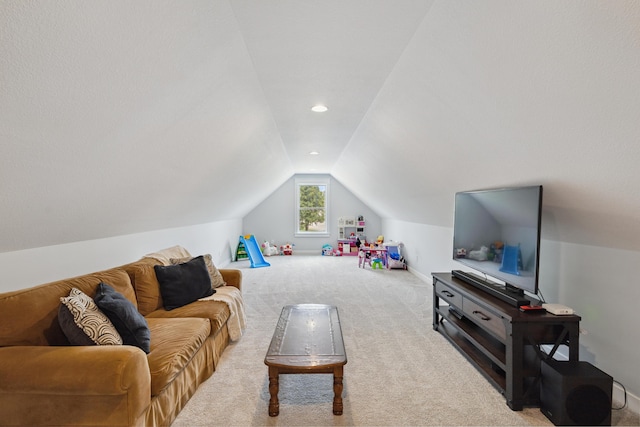 46140 Finch St, Mattawan, MI 49071 - carpeted living area featuring lofted ceiling